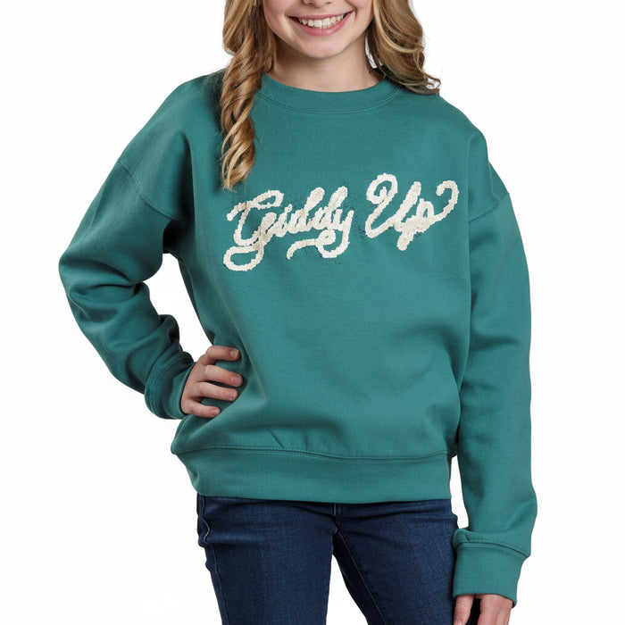 Roper Girl's Knit Fleece Turquoise Sweatshirt