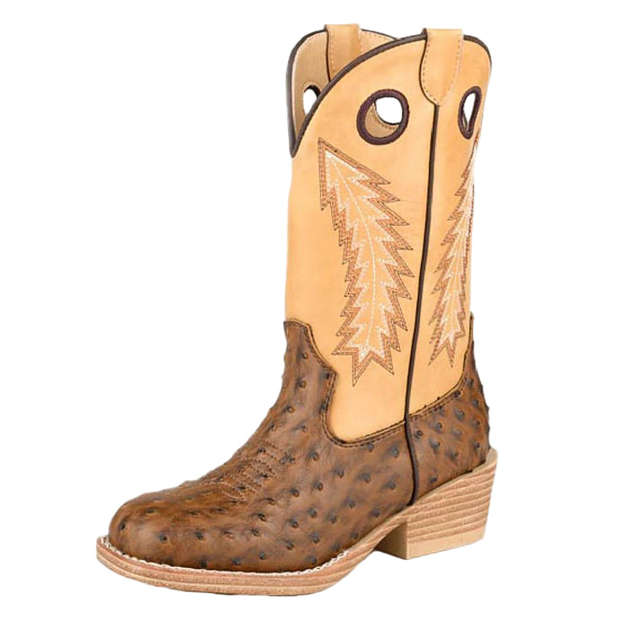 Roper Boy's Square Toe Brown Faux Ostrich Boot