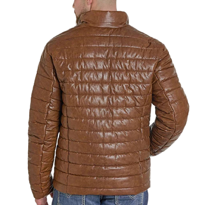 Panhandle Slim Men's Distressed Faux Leather Puffer Jacket