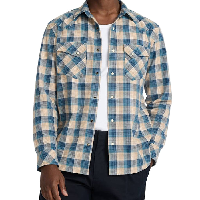 Wyatt Tan & Blue Plaid Long Sleeve Shirt