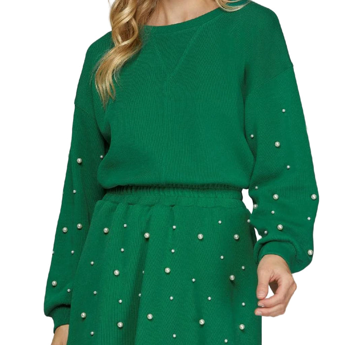 Pearl Knit Green Long Sleeve Top WOMEN - Clothing - Tops - Long Sleeved SHE AND SKY