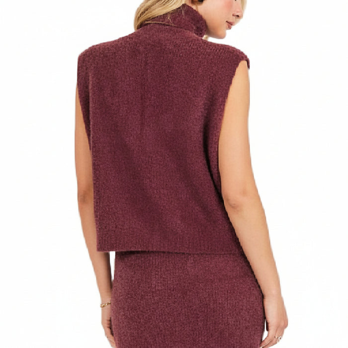 Sadie & Sage Burgundy Crosby Fuzzy Turtleneck Sweater
