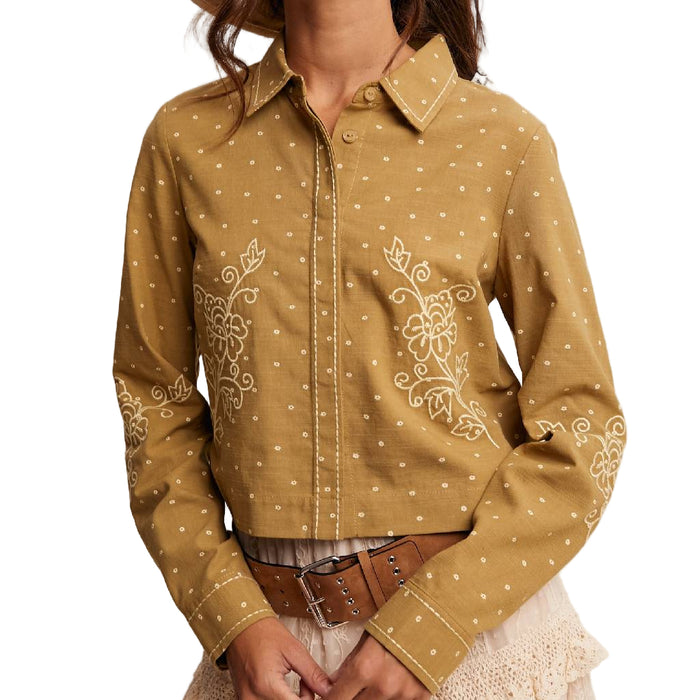 Olive Embroidered Western Shirt