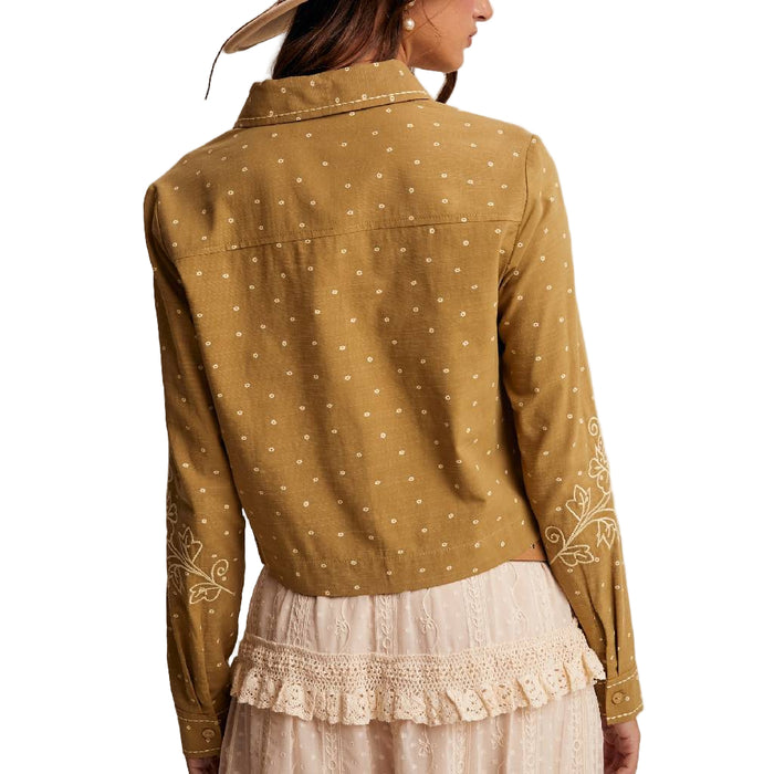 Olive Embroidered Western Shirt