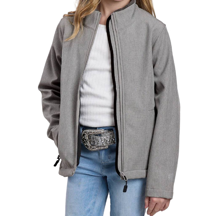 Roper Girl's High Tech Fleece Jacket Cream Grey Stripe