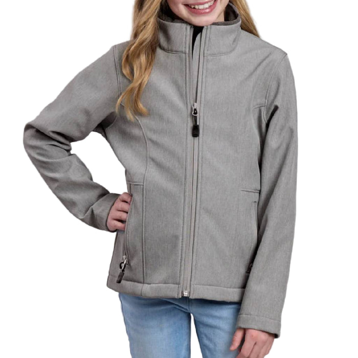 Roper Girl's High Tech Fleece Jacket Cream Grey Stripe