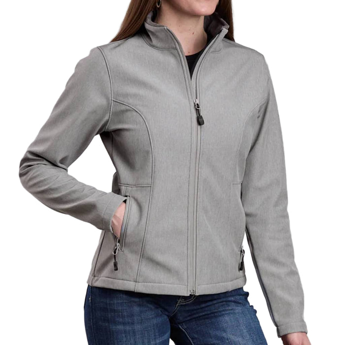 Roper Women's Soft Shell Fleece Cream Grey Stripe Jacket