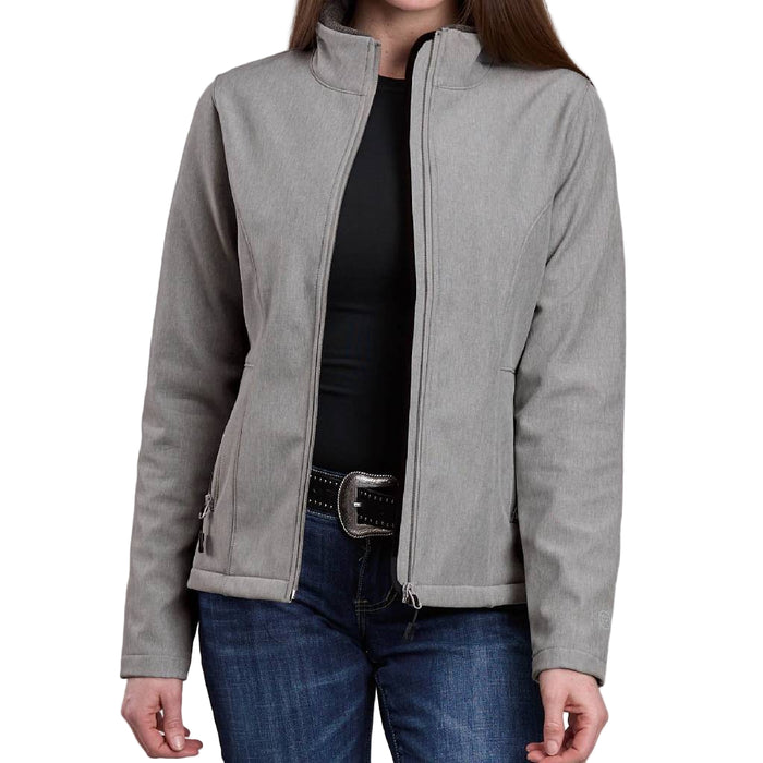 Roper Women's Soft Shell Fleece Cream Grey Stripe Jacket