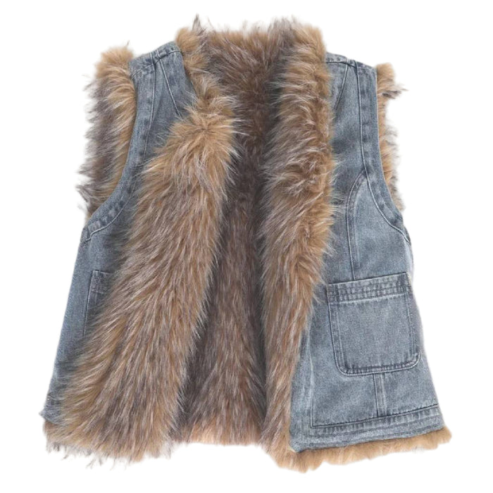 Dylan Reversible Montana Fur & Denim Vest
