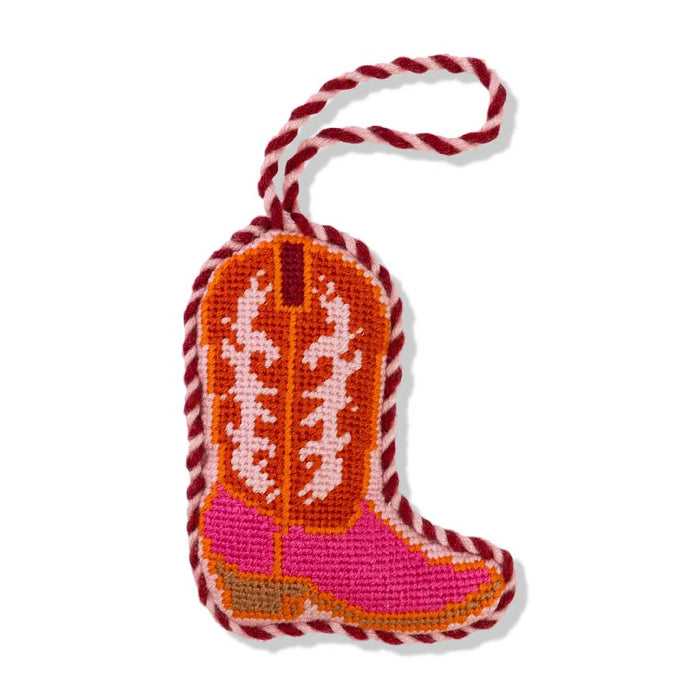 Needlepoint Cowboy Boot Ornament