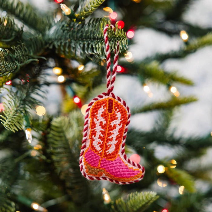 Needlepoint Cowboy Boot Ornament