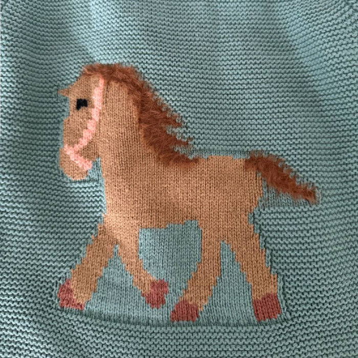 Gwenny Toddler Girl's Seafoam Horse Sweater