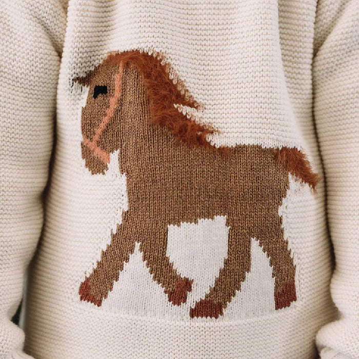 Gwenny Toddler Girl's Cream Horse Sweater