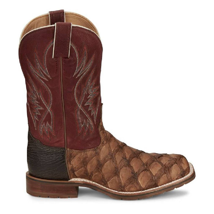 Tony Lama Men's Prescott Pirarucu Chocolate Burgundy Western Boot