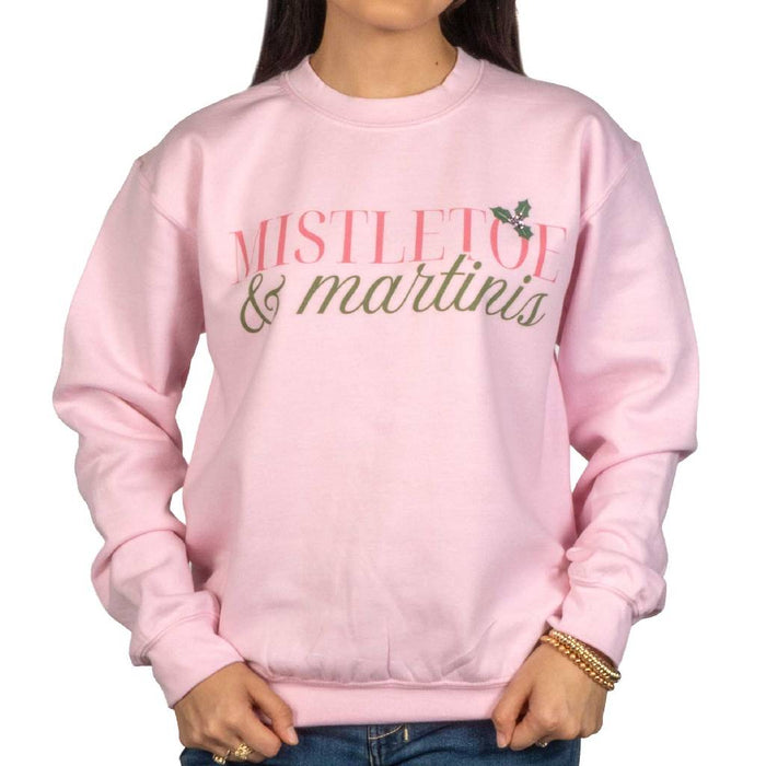 Mistletoe & Martinis Pink Crew Neck Sweater