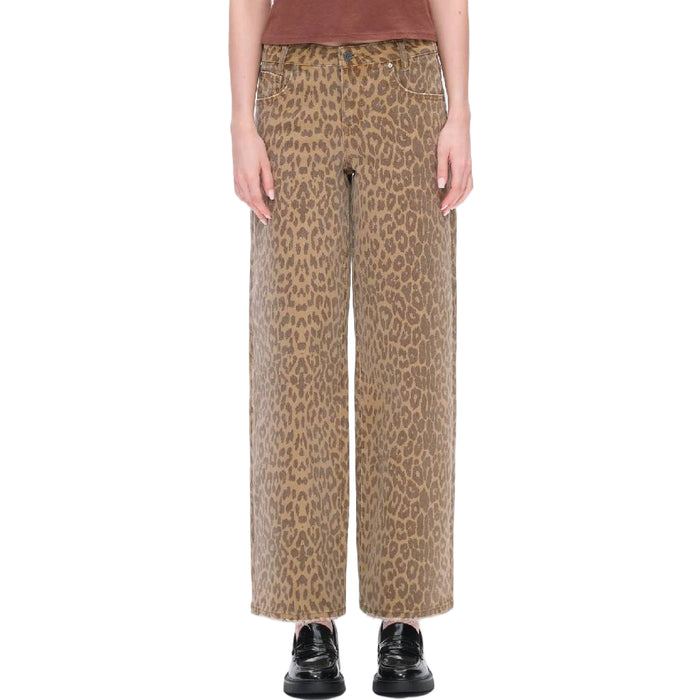 Bayeas Mid Rise Straight Leopard Print Jean