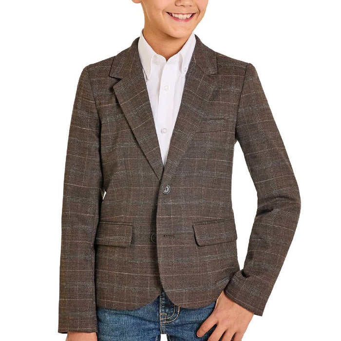 Rock & Roll Denim Boy's Brown Plaid Sport Coat