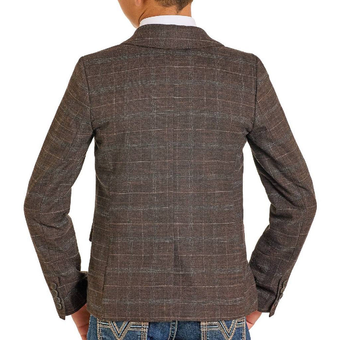 Rock & Roll Denim Boy's Brown Plaid Sport Coat