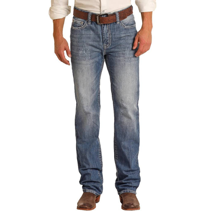 Rock & Roll Denim Men's Double Barrel Relaxed Straight Leg Jean