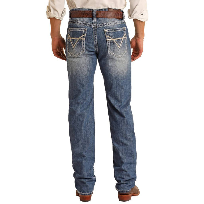 Rock & Roll Denim Men's Double Barrel Relaxed Straight Leg Jean