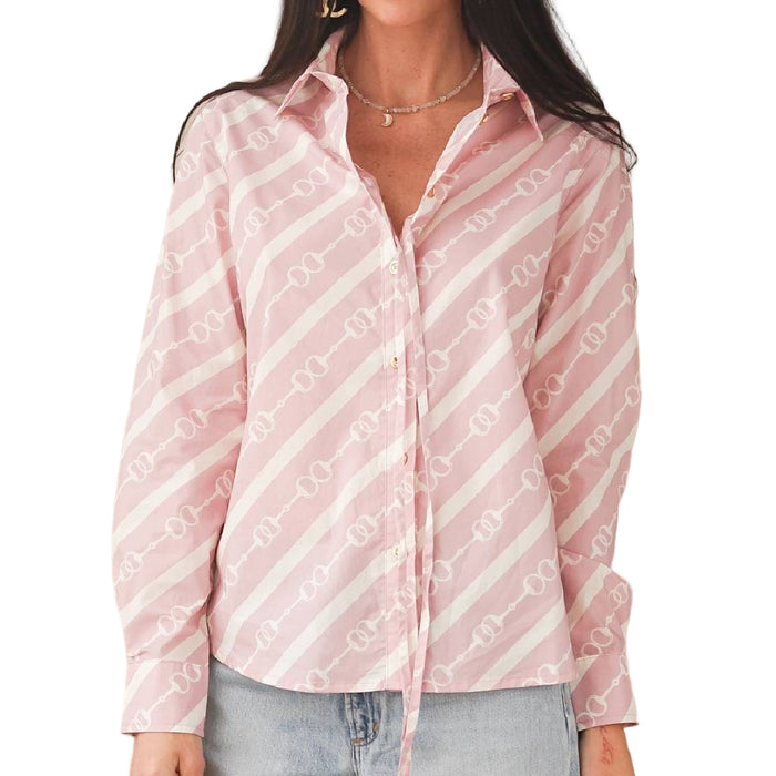 Secretariat Dusty Rose Horsebit Poplin Top