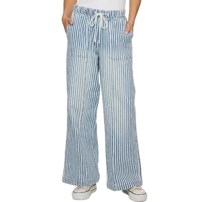 Flag & Anthem Women's Triana Wide Leg Blue Pull On Pant