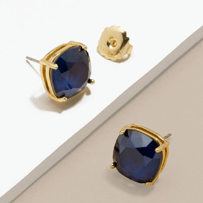 Navy Square Crystal Stud Earring
