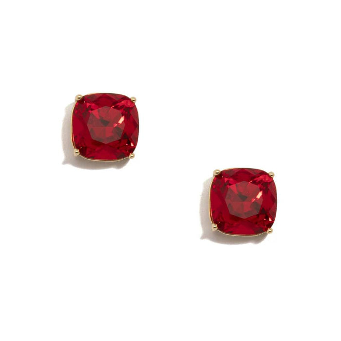 Red Square Crystal Stud Earring