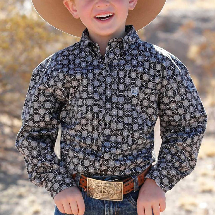 Cinch Boy's Geo Print Button Down Shirt