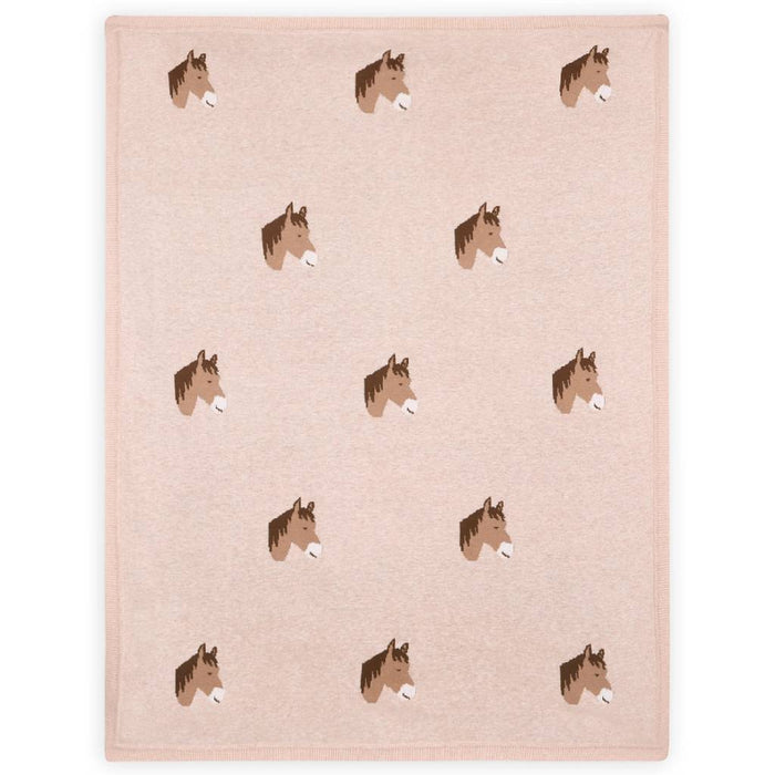 Oatmeal Heather Horse Dreams Knit Baby Blanket
