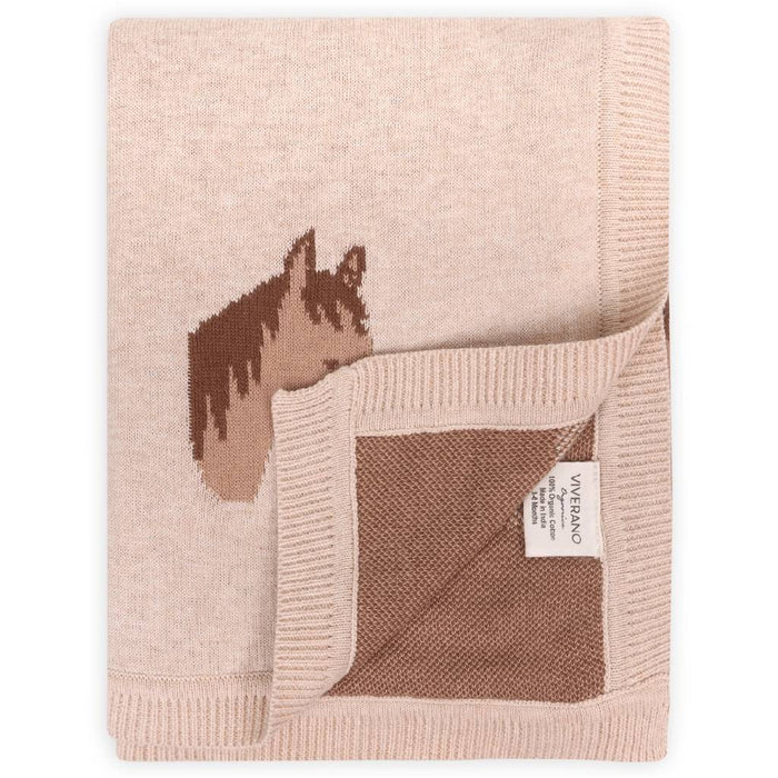 Oatmeal Heather Horse Dreams Knit Baby Blanket
