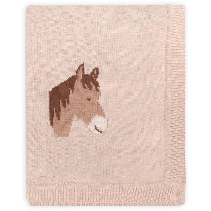 Oatmeal Heather Horse Dreams Knit Baby Blanket