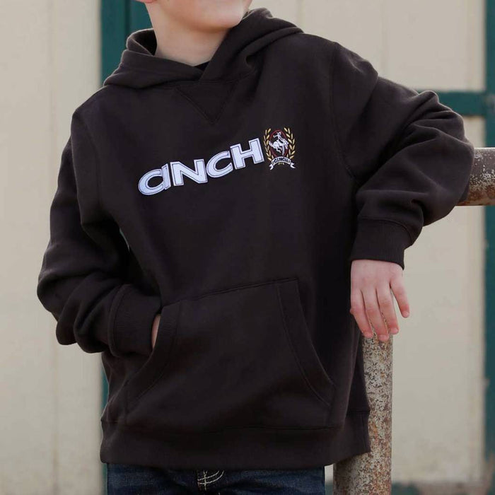 Cinch Boy's Brown Embroidered Cinch Logo Hoodie