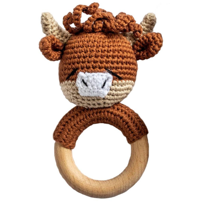 Highland Cow Animal Hand Crochet Rattle