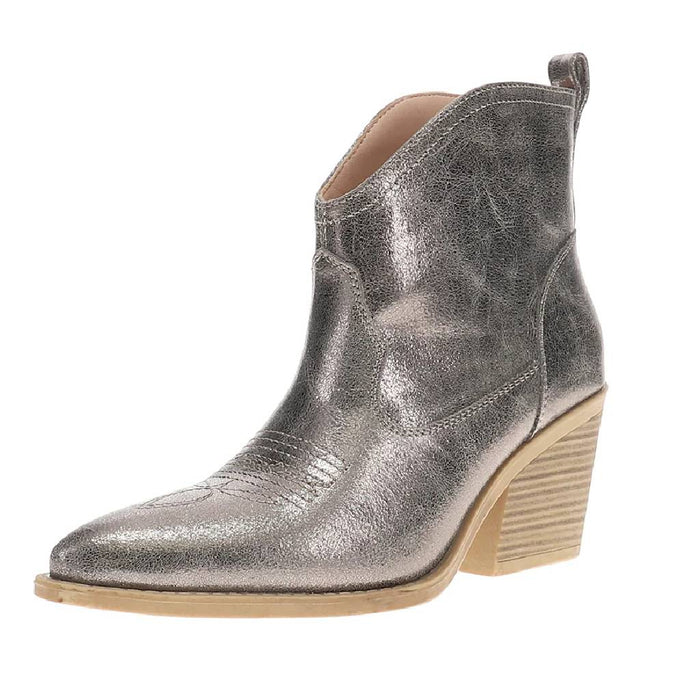 Roper Women's Adriana Faux Leather Metallic Silver Bootie