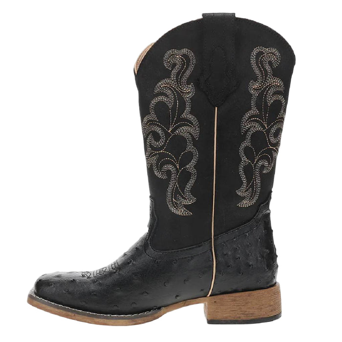 Roper Women's Wide Square Toe Faux Leather Vintage Ostrich Boot