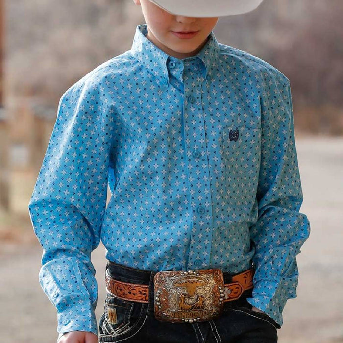 Cinch Boy's Geo Print Button Down Shirt