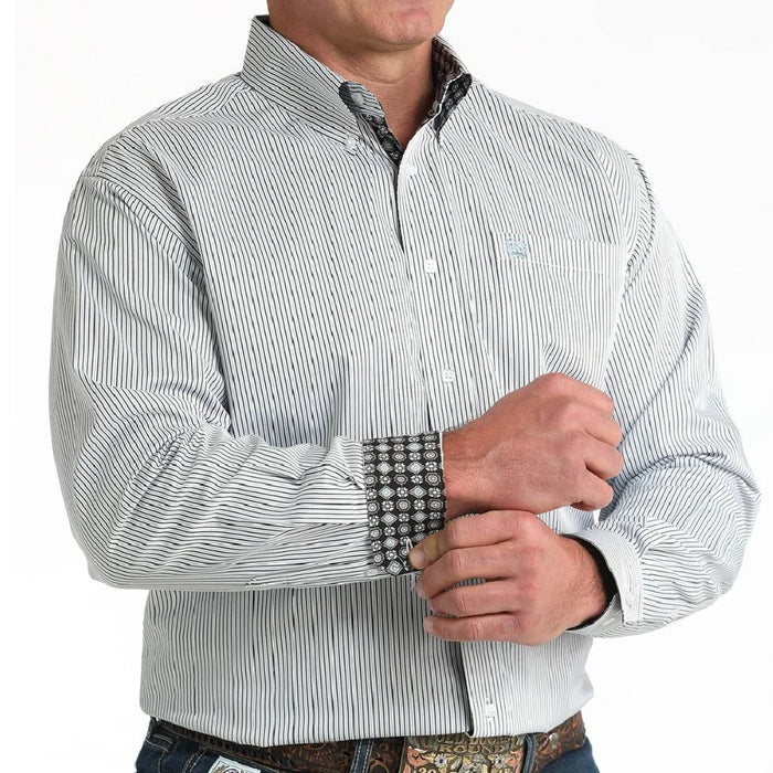 Cinch Men's Stripe Print Button Down Shirt