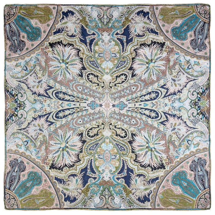 Paisley Sage White Silk Scarf