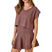 Brown Sleeveless V Neck Sweater and Flared Mini Skirt Set WOMEN - Clothing - Skirts Day + Moon