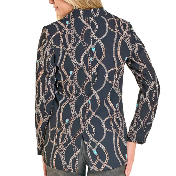 Rock & Roll Denim Women's Chain Print Black Blazer WOMEN - Clothing - Sweaters & Cardigans Panhandle
