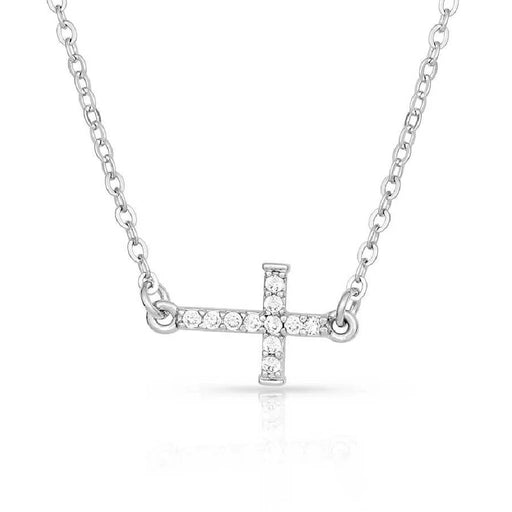 Montana Silversmiths Quiet Faith, Tiny Crystal Cross Choker Necklace WOMEN - Accessories - Jewelry - Necklaces Montana Silversmiths