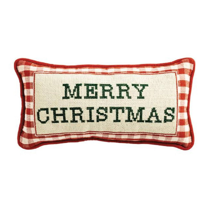 Mud Pie Needle Point Merry Christmas Pillow