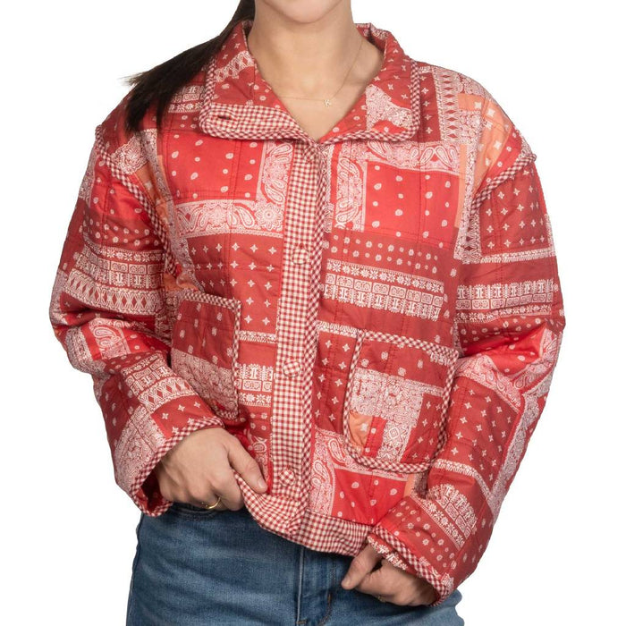 Red Bandana Quilted Patchwork Jacket WOMEN - Clothing - Outerwear - Jackets En Merci