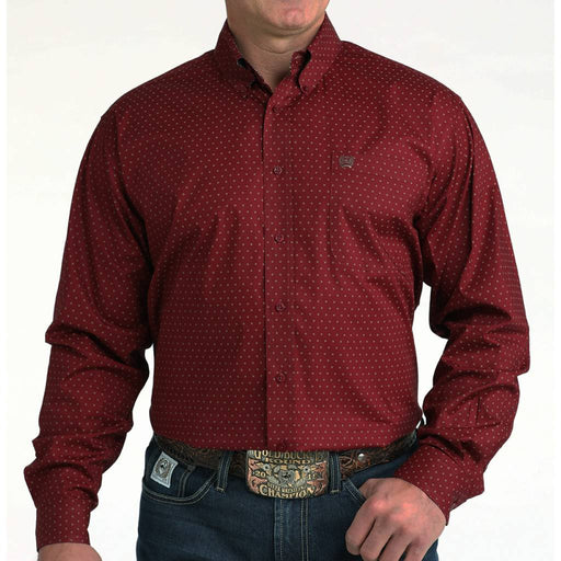 Cinch Men's Polka Dot Burgundy Button Down Shirt MEN - Clothing - Shirts - Long Sleeve Cinch