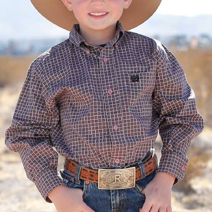 Cinch Boy's Geo Print Button Down Shirt