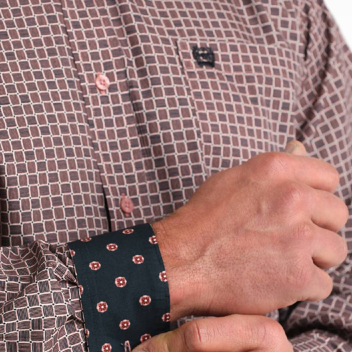 Cinch Men's Basketweave Geo Print Button Down Shirt
