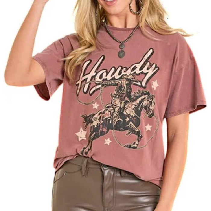 Rock & Roll Denim Women's Oversized "Howdy" Graphic Tee