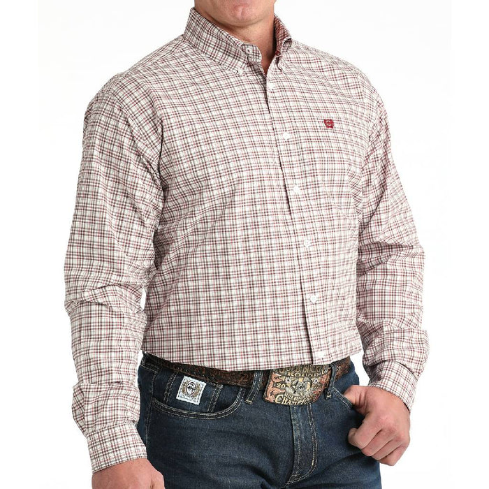 Cinch Men's Plaid White/Pink Shirt