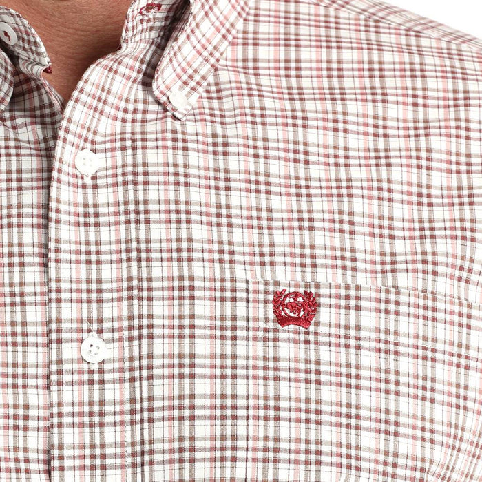 Cinch Men's Plaid White/Pink Shirt